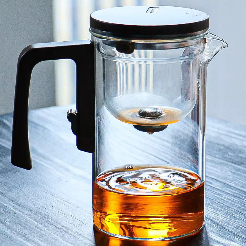 Fashion 520ml Tea Water Separation Wooden Handle Container Versatile Home Decor Soak Glass Tea Kettle Brewing Tea Pot Infuser